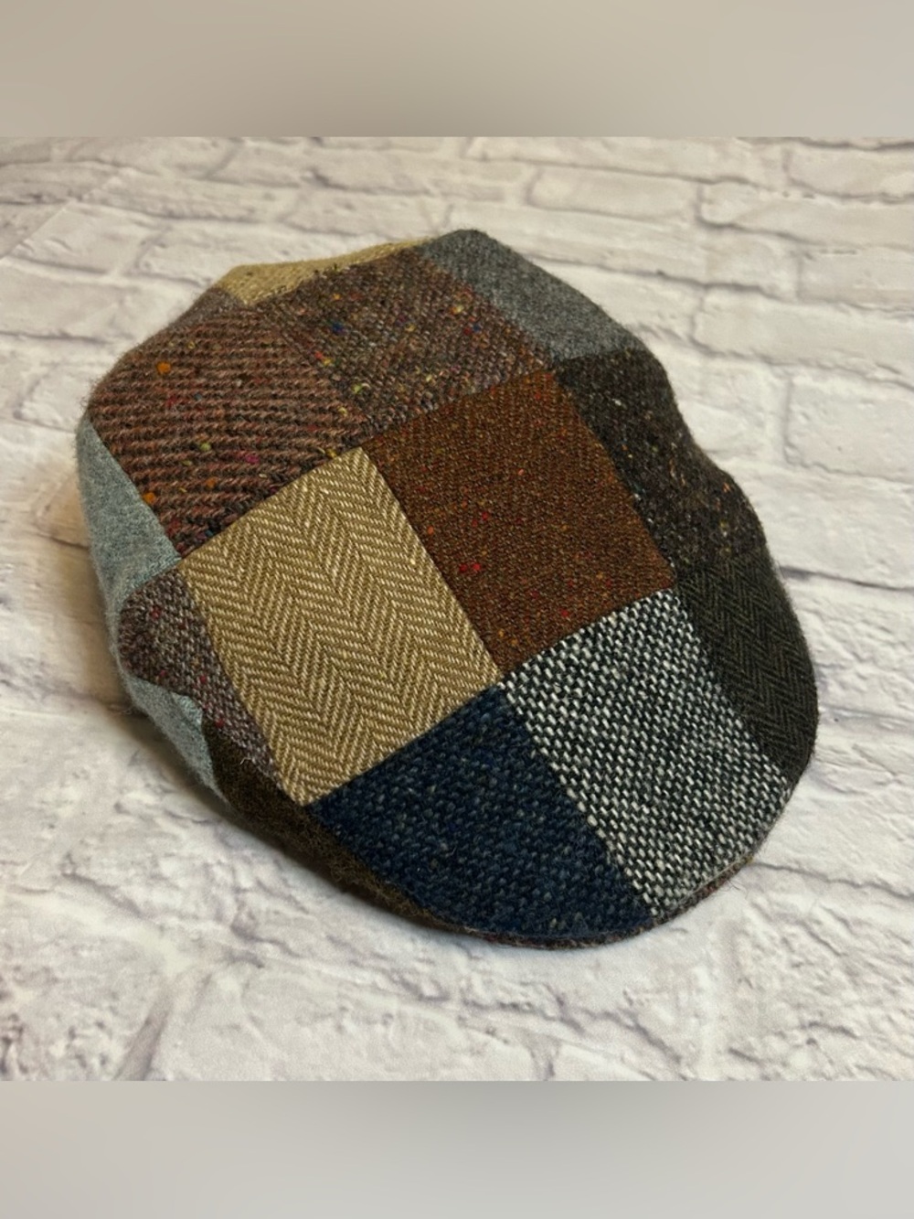 Vintage Jonathan Richard Ireland Tweed 100% Wool Patchwork Cabbie/Newsboy Hat
